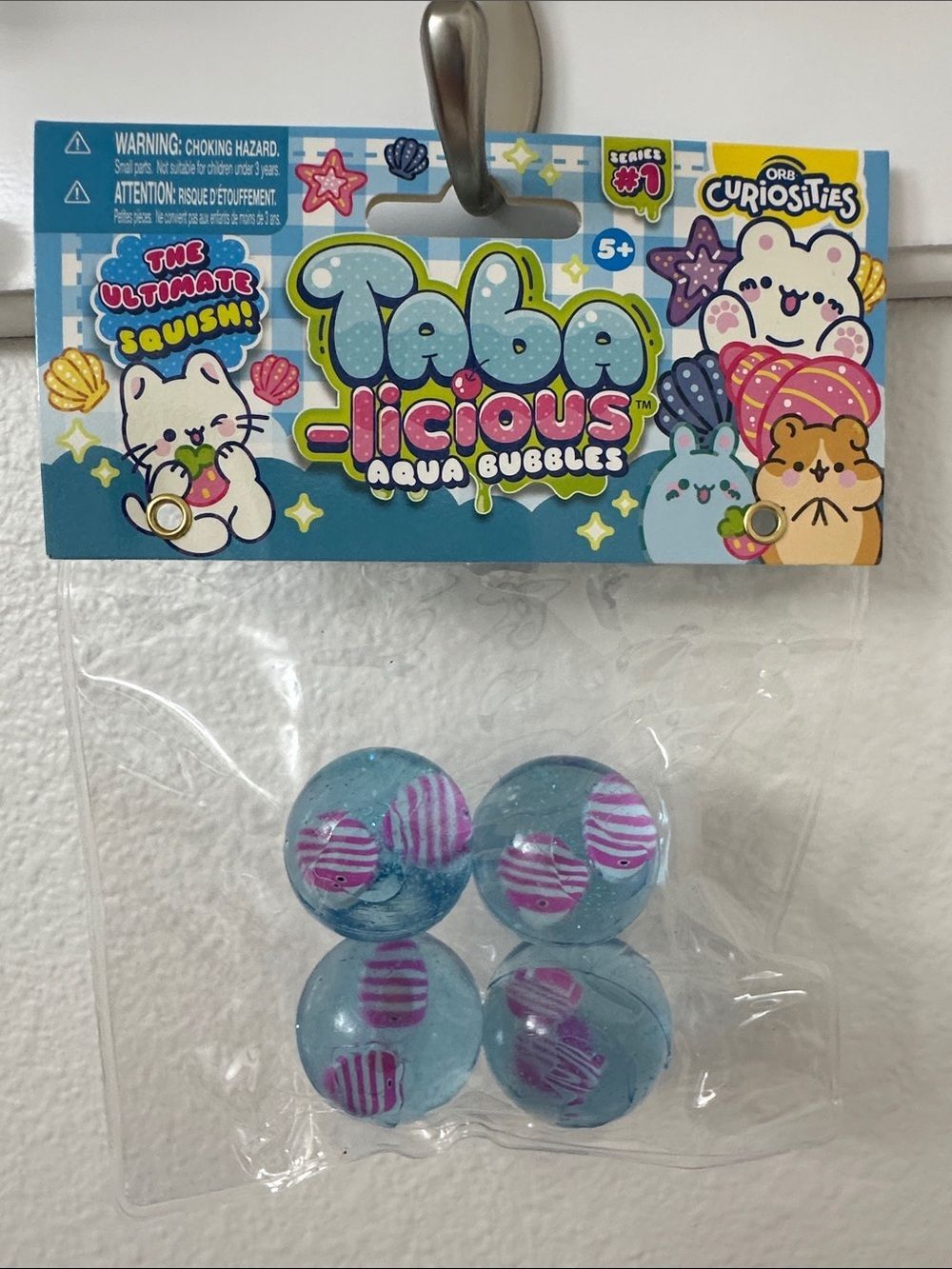 Tabalicious AQUA BUBBLES Squishy Squish Fidget Toy - Pink Stripe Fish in Balls